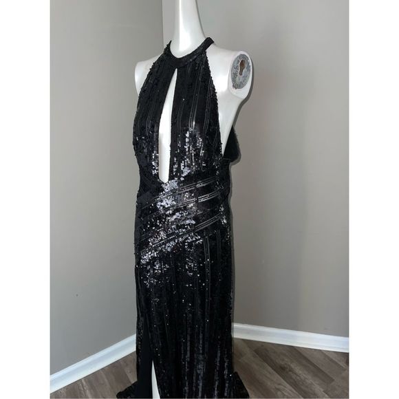 GALVAN Peek-A-Boo Sequin Halter Gown $2350 - Picture 8 of 12